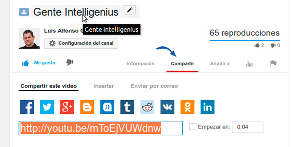 Compartir video youtube